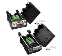 Futheda DB9 RS232 D-SUB femmina e maschio a 9 pin a 2 file Serial Port Breakout Board a Modulo di segnale senza saldatura (adattatore maschio con custodia x1, adattatore femmina con custodia x1)