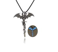 FUTIMELY Collana luminosa con ciondolo a forma di drago, stile gotico, vintage, gotico, con pterodattilo, si illumina nella notte, collana con spada, collana con personalità, stegosauro di Halloween