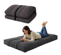 Futon Giapponese 1 Persona Comodo e Spesso, Prodotto in Francia, Sfoderabile, Materassino Pieghevole, Tatami Giapponese Pratico-Letto Singolo, Cinghia di Fissaggio inclusa (90 x 190 cm, Grigio Scuro)