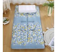Futon, materasso da pavimento pieghevole, arrotolabile, tatami, singolo, matrimoniale, king size, futon giapponese, materasso da campeggio con retro antiscivolo (blu, 120 x 200 cm)