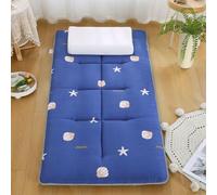 Futon, materasso da pavimento pieghevole, arrotolabile, tatami, singolo, matrimoniale, king size, futon giapponese, con retro antiscivolo (blu navy, 90 x 200 cm)