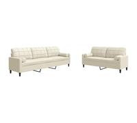 Futon - Set di 2 divani in velluto crema con cuscini e cuscini per il collo, comoda soluzione lounge per soggiorno e piccoli spazi