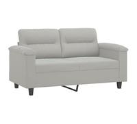 Futon - Set di 2 divani per soggiorno, tessuto in microfibra grigio chiaro, comodo e facile da pulire, ideale per piccoli spazi e spazi ospiti