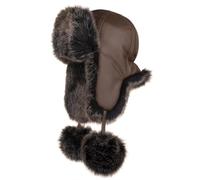Futrzane Cappello Aviatore - Colbacco in Pelle con Pelliccia Sintetica da Donna