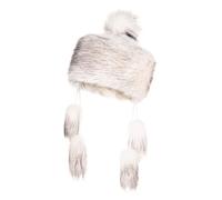 Futrzane Classic Cappello Mongolo - Cappelli Donna di Pelliccia Ecologica Russo (L, Bianco con Nero Classic)