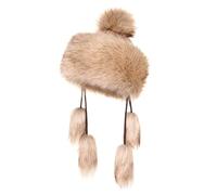 Futrzane Classic Cappello Mongolo - Cappelli Donna di Pelliccia Ecologica Russo (M, Dorato Classic)