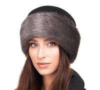 Futrzane Classic Colbacco - Cappello Pelliccia Ecologica Donna - Berretto Russo (M, Nero - Grigio Corto Classic)