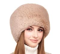 Futrzane Modern Cappello Cosacco - Colbacco da Donna Russo - Berretto Pelliccia (L, Beige Lungo Modern)