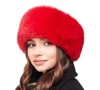 Futrzane Modern Fascia per Capelli - Fascia di Pelo Invernale Donna in Pelliccia - Taglia S (Rosso Lungo Modern)