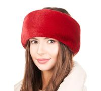 Futrzane Modern Fascia per Capelli - Fascia di Pelo Invernale Donna in Pelliccia - Taglia XS (Rosso Modern)