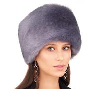Futrzane Siberian Cappello Cosacco - Colbacco con Pelliccia Donna in Stile Russo (M, Blu Acciaio Siberian)
