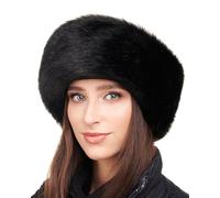Futrzane Siberian Fascia per Capelli - Cappello Donna Elegante Pelliccia Calde - Taglia XL (Nero Siberian)