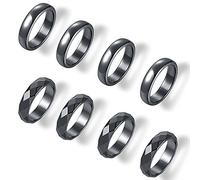 FUTTMI 8 anelli magnetici in ematite da 4 mm per donne e uomini, unisex, con pietra di ematite nera sfaccettata che assorbono l'energia negativa e rompono l'ansia equilibrio radicale chakra anelli