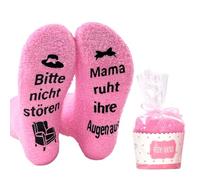 Futuhada Calzini Soffici da Donna, Calze Antiscivolo Invernali con Divertenti Scritta in Lingua Tedesca Bitte nicht stören, mama ruht ihre Augen aus, Regalo di Compleanno per Mamma Nonna
