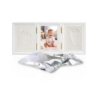 Futuhada Kit Cornice per Foto con Impronta Mani e Piedi Bambino, Set di Cornice Impronte con Argilla Stampo, Legno Bebe Impronte Cornice Portafoto per Bambino Neonato Ricordo Regalo