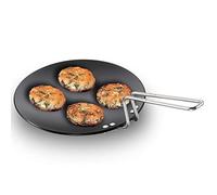 Futura Hard Anodised concave Tava Griddle, 4.06 mm, con Manico in Acciaio, Alluminio anodizzato, Black, 9.5"