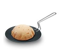 Futura Hard Anodised concave Tava Griddle, 4.06 mm, con Manico in Acciaio, Black, 10"-6.35mm Thick