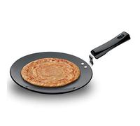 Futura Hard Anodised concave Tava Griddle, 4.06 mm, con Manico in Acciaio, Black, 10" with Plastic Handle.