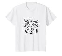 Future Crazy Cat Lady Cats per Ragazze, Regalo per Amanti dei felini Maglietta, Bambini, Bianco, 3 Anni