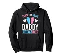 Future Dad Pink or Blue Daddy Loves You Rivelazione del genere Felpa con Cappuccio