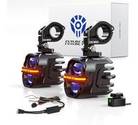 Future Eyes Fari Fendinebbia Moto, LED Bianca 120W Luci Ausiliarie con DRL & Stroboscopico, Impermeabile IP67, Luci Moto per Guida Notturna, Fuoristrada, Dirt Bike, ATV, UTV