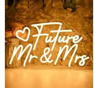 Future Mr & Mrs LED Neon Sign Lettere bianche calde illuminano il segno dimmabile per la camera da letto Soggiorno Decorazione della parete Compleanno Decorazione della festa di San Valentino