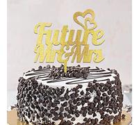 Future Mr&Mrs Romantic Mr And Mrs Rustico Wedding Engagement Cake Toppers Silhouette Glitter Gold Bride & Groom Cake Toppers Personalizzabile per Matrimonio Nuziale Doccia Bomboniere Regali di addio