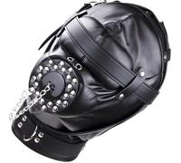 Future of your pleasure Sensual Maschera BDSM in Ecopelle Nera per Uomo - Maschera Fetish Full Face con Museruola e Bocca Regolabile, Accessorio Bondage per Giochi di Coppia, FOPS B23-6