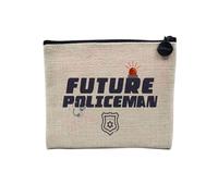 Future Policeman Job Security - Astuccio per trucco in tela, effetto lino, 15 x 10 cm, lino, 15 x 10 cm, Astuccio per il trucco