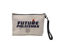 Future Policeman Job Security - Astuccio per trucco in tela, effetto lino, 15 x 10 cm, lino, 23.5 x 15 cm, Astuccio per il trucco