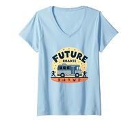 Future Roadie My First Concert Kids Music Tour Bus Avventura Maglietta con Collo a V, Donna, Celeste, S