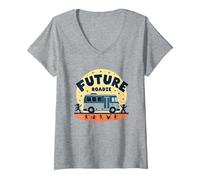 Future Roadie My First Concert Kids Music Tour Bus Avventura Maglietta con Collo a V, Donna, Grigio Melange, M