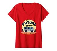 Future Roadie My First Concert Kids Music Tour Bus Avventura Maglietta con Collo a V, Donna, Rosso, XL