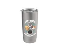 Future Veterinarian Cute Dog And Cat Razza Teste Bicchiere termico in acciaio inox doppia parete