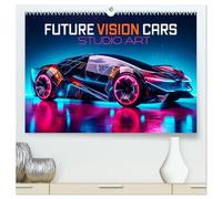 Future Vision Cars-Studio Art (hochwertiger Premium Wandkalender 2026 DIN A2 quer), Kunstdruck in Hochglanz: Machen Sie sich bereit für die Zukunft. Futuristische Autos zum Anfassen aus der KI.