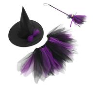 FUTUREORYY 1 Set Vestirsi da strega costumi costume vestito cappello da strega personalizzato arredamento di halloween Stregoni scopa accessori cosplay per Maglia Viola,porpora