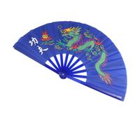 FUTUREORYY 1pezzi Ventaglio Stile Cinese per Danza e Arti Marziali Ventilatore in Plastica Non Tossica con Drago Blu Facile da Aprire e Chiudere per Esibizioni Kung Fu e Tai Chi