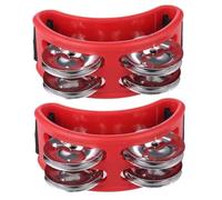 FUTUREORYY 2 pezzi Tamburelli da Piede Rosso con Doppia Sonagli per Percussioni Musicali Strumento Resistente e Facile da per Musicisti e Lezioni