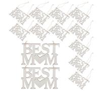 FUTUREORYY 20 Pezzi Ornamenti in Legno Lettere per Festa della Mamma, Decorazioni Creative da Appendere Corda, Lavoretto Artigianale Personalizzabile per Regalo Mamma