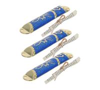 FUTUREORYY 3 Set Custodie Mezuzah con Sigillo Messianico Metallo Dorato e Blu Decorazione Ebraica per Casa con Pergamena Inclusa Porta Benedizione per Famiglia Ebraica