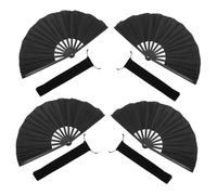 FUTUREORYY 4 Pezzi Ventaglio Nero per Tai Chi Kung Fu Ventaglio Tradizionale Cinese Resistente con Effetto Sonoro per Danza e Performance Sceniche