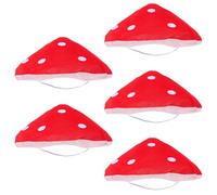 FUTUREORYY 5 Pezzi Cappelli a Forma di Fungo Gigante Rosso e Bianco Pois Copricapo Morbido per Cosplay Personaggi Costumi da Fungo e Feste Natalizie