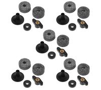 FUTUREORYY 5 Set Supporto per Piatti Nero in Plastica con Struttura Ammortizzante in Feltro, Protegge i Bordi del Piatto e Riduce Rumore, per Set di Batteria e Vari Generi Musicali