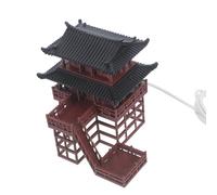 FUTUREORYY Architettura Antica a LED in Plastica Marrone, Padiglione Miniatura Portatile Alimentato da USB per Decorazione Bonsai e Giardino da Esterno