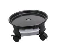 FUTUREORYY Base Porta Vasi Rotonda con Ruote e Freno Supporto Pianta con Cassettino Estraibile per Interno ed Esterno Resistente e Pratico in Plastica Nera