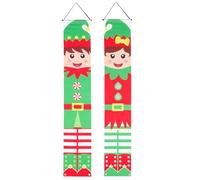 FUTUREORYY Cartelli Natalizi da Porta Distici Elfi, 1 Coppia Decorazioni per Veranda e Giardino, Ornamenti Natalizi per Accogliere Ospiti