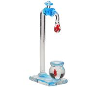 FUTUREORYY Decorative Glass Fish Bowl With Floating Tap Ornament Compact Aquarium Figurine For Desk And Office Glass Aquarium Decoration Space-saving Goldfish Tank Display