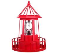 FUTUREORYY Luce Solare da Giardino a Forma di Faro in Ferro Rotazione Automatica, Decorazione Luminosa Esterna per Prato e Patio, Lampada Solare LED Decorativa Statua Rotante