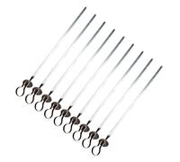 FUTUREORYY Set 20 Spiedini Barbecue in Acciaio Inossidabile Manico ad Anello, Spiedini Piani Resistenti e Riutilizzabili per Grigliare Carne e Verdure