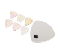 FUTUREORYY Set Custodia Porta Plettri per Chitarra in Similpelle Bianca con 3 Plettri Trasparenti di Spessore Misto, Accessori per Chitarra Acustica ed Elettrica, Custodia Portatile